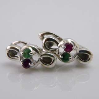   emerald Gemstone Genuine 925 sterling silver Huggie Earring  