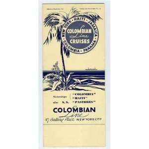 Colombian Lines Cruises Colombia Haiti SS Pastores Brochure Deck Plan 