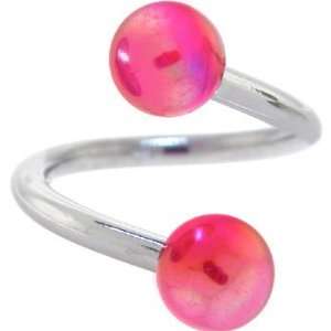  Pink Aurora Ball Spiral Twister Belly Ring: Jewelry