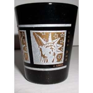 NEW YORK BLACK AND GOLD SHOT GLASS WITH STATUE LIBERTY:  