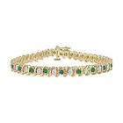   Emerald and Diamond Tennis Bracelet  18K Yellow Gold   2.00 CT TGW