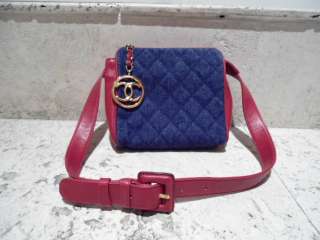   VINTAGE CHANEL Quilted Demin w Red Leather Trim Fanny Pack  