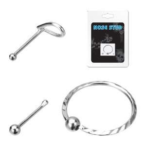 Multi Pack .925 Sterling Silver Nose Studs and Captive Bead Ring   20G 