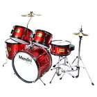 Cecilio MJDS 5 BR Complete 16 Inch 5 Piece Bright Red Junior Drum Set 