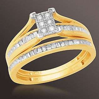 cttw Emerald Diamond Bridal Set in 10K Yellow Gold  Jewelry 