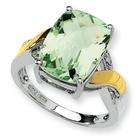 iBraggiotti Green Amethyst Diamond Ring in Sterling Silver