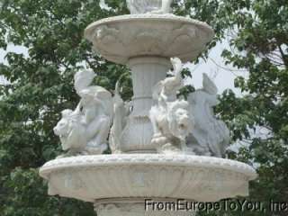 MONUMENTAL HAND CARVED MARBLE GRIFFIN NAUTICAL FOUNTAIN  