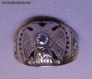 Antique Masonic Diamond Ring 14k Gold  