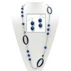 PalmBeach Jewelry Blue Quartz Geometric Jewelry Set