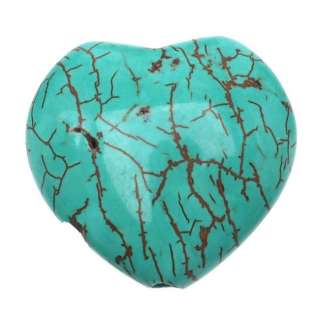 Blue Turquoise Gemstone Heart Shaped Focal Beads 18mm Stabilized (6 