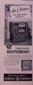 1950 Ad GE General Electric 3 Speed Radio Phonograph  