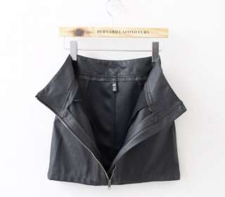 Motorcycle Biker Leather Mini Skirt Women Dress Zipped  