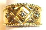 Wide Gold Cigar Band w/ Diamonds Ring 14KT 14251 1  