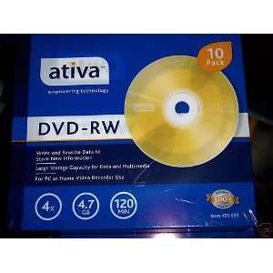  AtivaTM DVD RW Rewritable Media With Slim Jewel Cases, 4 
