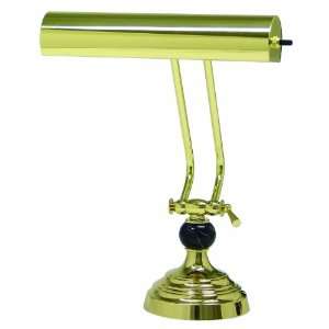   11 3/4 Inch Portable Piano/Desk Lamp, Polished Brass with Black Marble