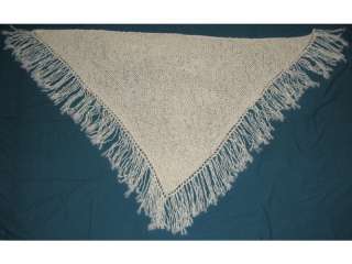 Hand Knitted Cream Colored Shawl or Wrap  