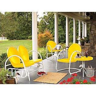 Retro Steel Clam Table   Yellow  Garden Oasis Outdoor Living Patio 