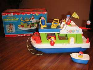 VINTAGE FISHER PRICE LITTLE PEOPLE HOUSEBOAT #985 + BOX  