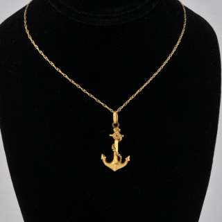 18k Fine Gold Light Weight Small Mariner Anchor Cross Pendant For Men 