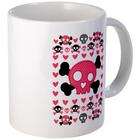 Artsmith Inc Mug (Coffee Drink Cup) Pink Hearts and Skulls
