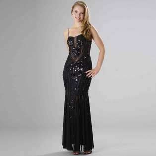 Formal Gallery Black Evening Dress. Womens Long Evening Gown. Beaded 