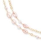Jewelry Adviser necklaces Gold plated Pink Glass Pearl and Crystal 