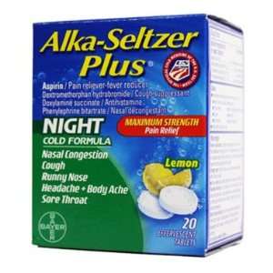  Alka Seltzer Plus Night Cold   Effervescent Lemon Tablets 