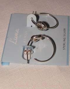 una Italy Sterling Silver Signature Hoop Earrings New  