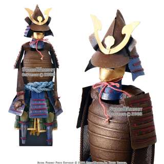 Japanese Samurai Armour Figurine Kabuto Helmet w/ Stand  