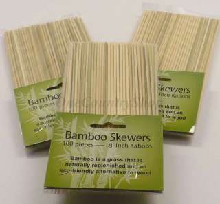 300 BAMBOO Skewers 8 INCH wood sticks BBQ shish kabob  