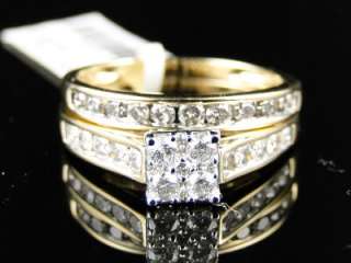 WOMENS YELLOW GOLD BRIDAL DIAMOND ENGAGEMENT WEDDING BAND RING SET 1.0 
