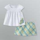 Small Wonders Newborn & Infant Girls Gingham Skirt Set   Flower