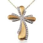   Gold Over Sterling Silver and Diamond Accent Modern Cross Pendant