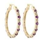 Amethyst and Diamond Accent Hoop Earrings in 18K Gold Over Sterling 