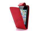 Red Flip PU Leather Pouch Case Cover w/ Plastic Shell For iPod Touch 4 