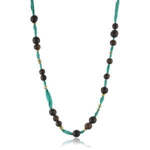   by Jill Pearson Kinomi Wood And Emerald Silk Necklace, 36 Jewelry