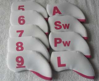 Ladies Iron head covers white & Pink for RH / LH irons  