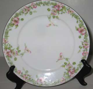 ANTIQUE GUERIN LIMOGES PINK POPPY LUNCHEON PLATES  