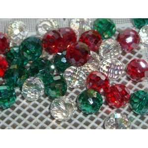   Christmas Multi faceted 8mm Crystal Glass Bead AB Mix Arts, Crafts