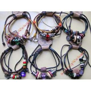 Wholesale Mixed lots 24 leather Bracelet Free Shipping  