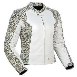 Tourmaster Cortech LNX Womens Leather Motorcycle Jacket Leopard/White 