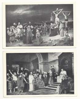 MICHAEL DE MUNKACSY Christ On Calvary & Before Pilate Vtg Postcard Lot 