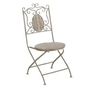  Pack of 2 Distressed Cottage Style Greywash Metal Chairs 