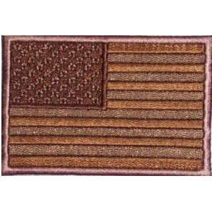 Subdued Brown US Flag Patch, 3x2 inch, small embroidered iron on patch 