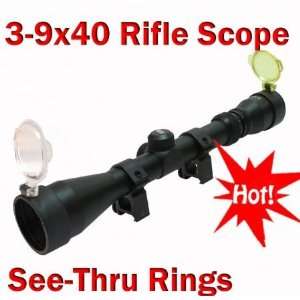  3 9X40 Hunting Tactical Rifle Black Scope  RREE Rings 