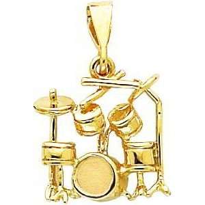  14K Yellow Gold Drum Set Charm Jewelry