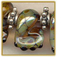 Bear Paws Topaz & Raku Lampwork Beads Handmade Bead Set  
