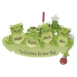Personalized Frog Family of 4 Christmas Ornament 