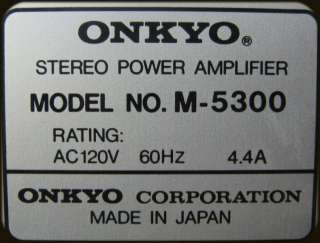This is an ONKYO M 5300 STEREO POWER AMPLIFIER W/ MANUAL.