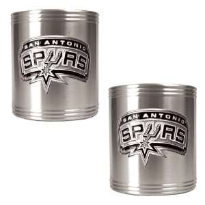 San Antonio Spurs 2pc Stainless Steel Can Holder Set   Primary Logo